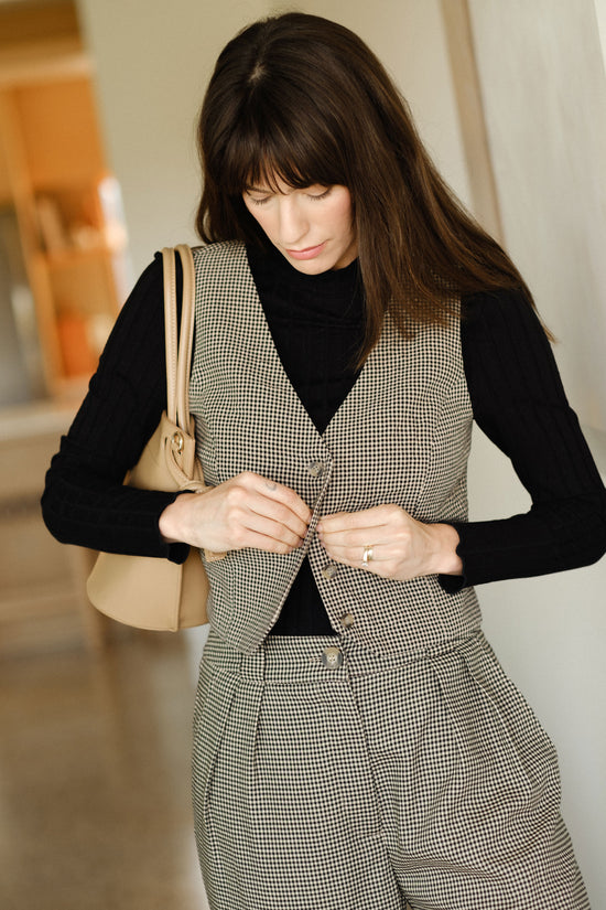 Bowie Vest in Tan Gingham - Whimsy & Row