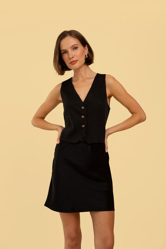 Bowie Vest in Black Tencel - Whimsy & Row