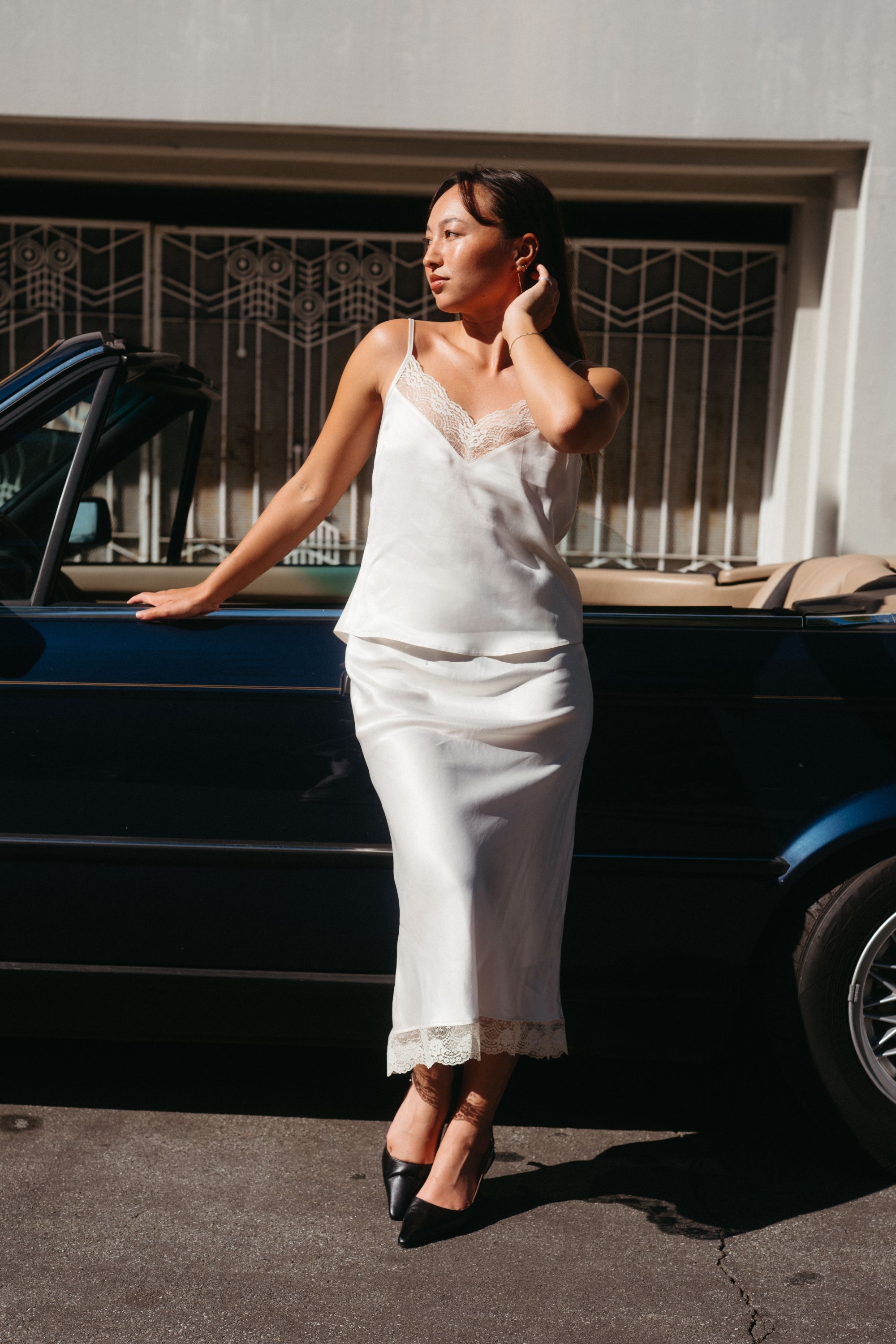 Donna Skirt in Silky Cream/Lace - Whimsy & Row
