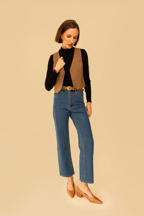 Farrah Pant in Dark Denim Straight Leg - Whimsy & Row