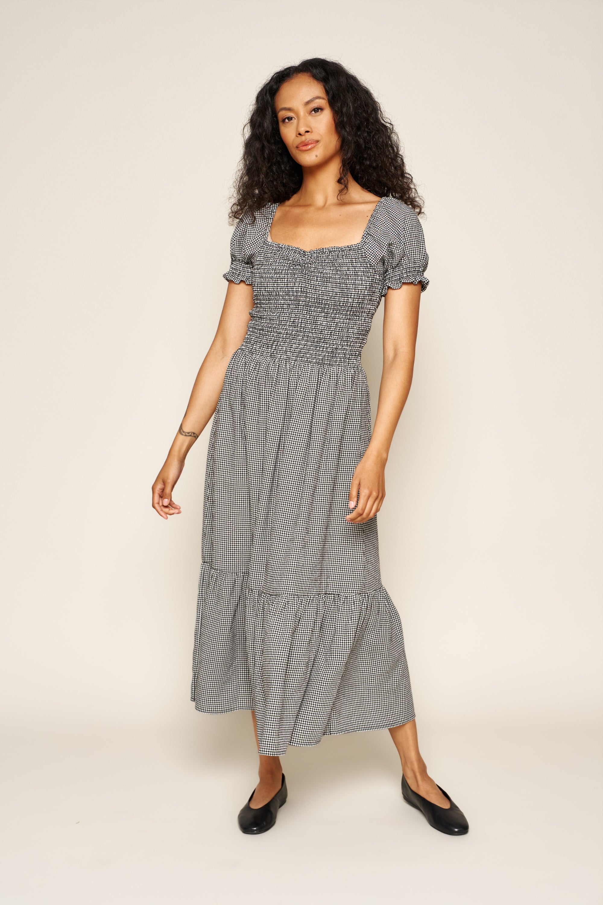 Harper Dress in Black Gingham - Whimsy & Row