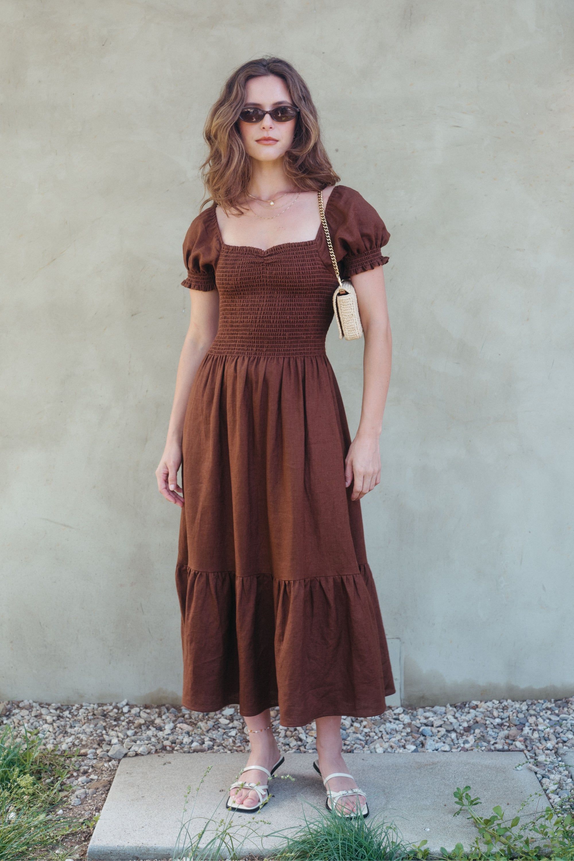 Harper Dress in Chocolate Linen - Whimsy & Row