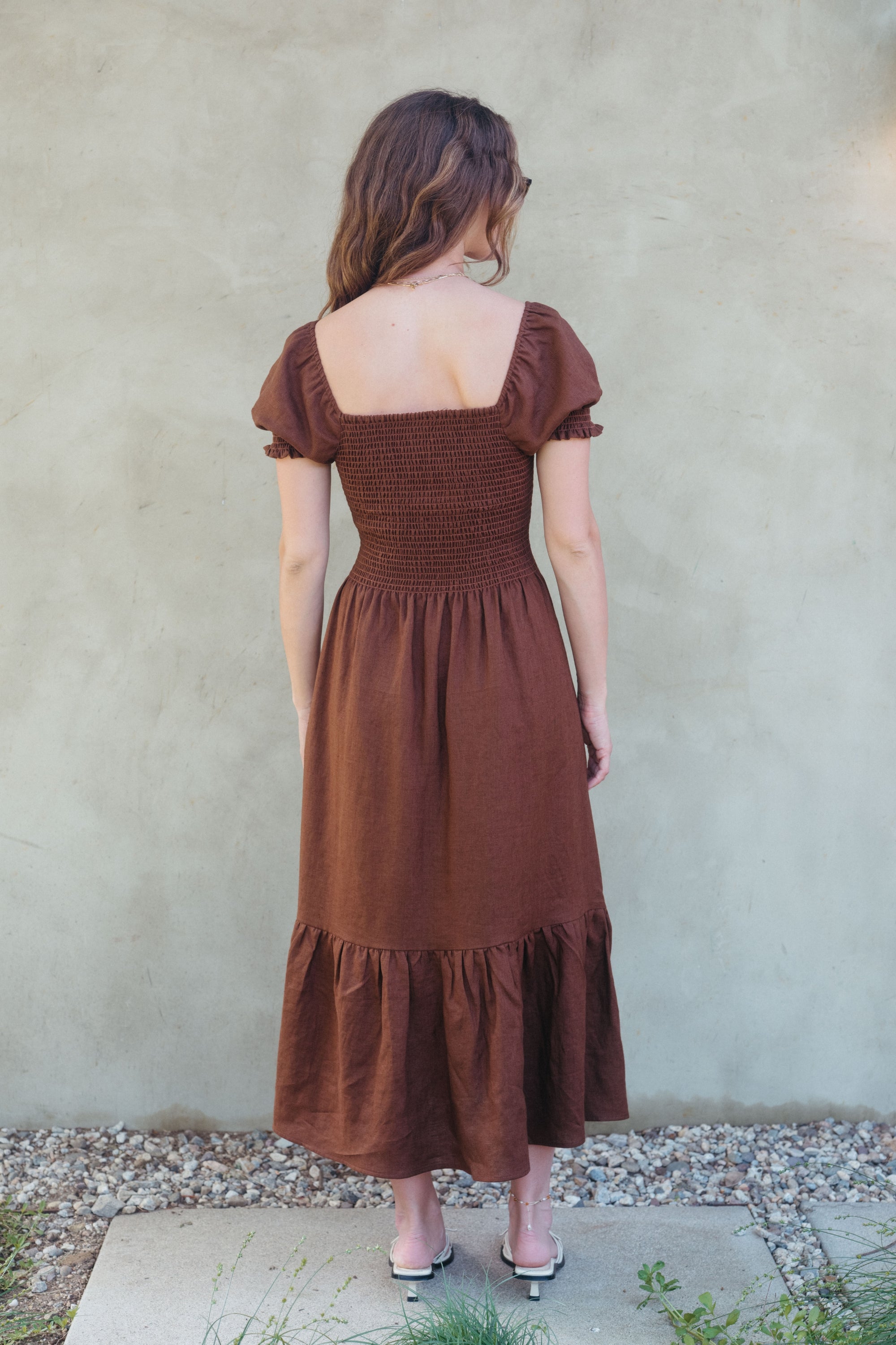 Harper Dress in Chocolate Linen - Whimsy & Row