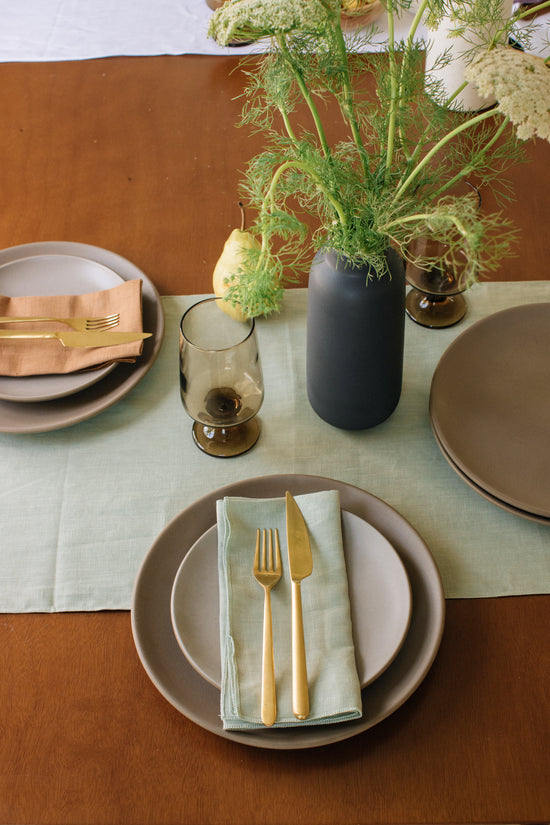 Linen Table Runner in Sage - Whimsy & Row