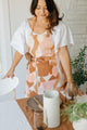 Linen Apron in Clay Abstract Print