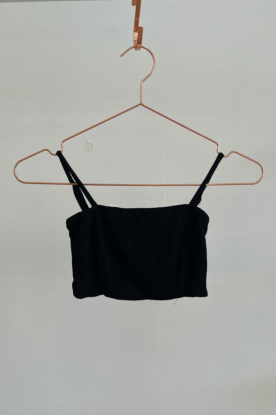 Sample Sale Lennon Crop in Black Rib - Whimsy & Row