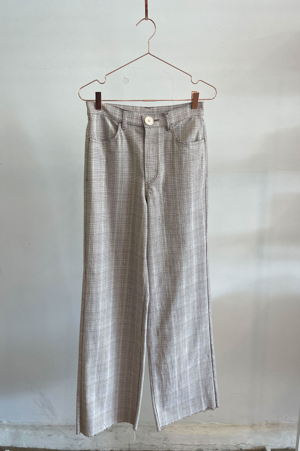 Sample Sale Flora Pant in Beige Plaid - Whimsy & Row