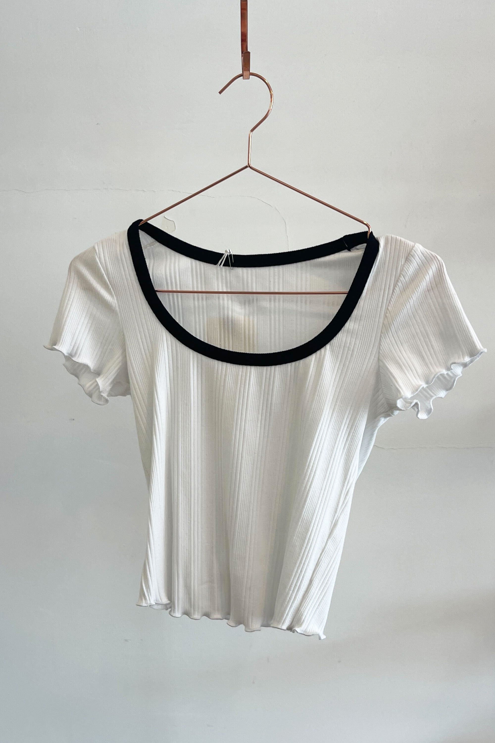 Sample Sale Nicole Top in White/Black - Whimsy & Row