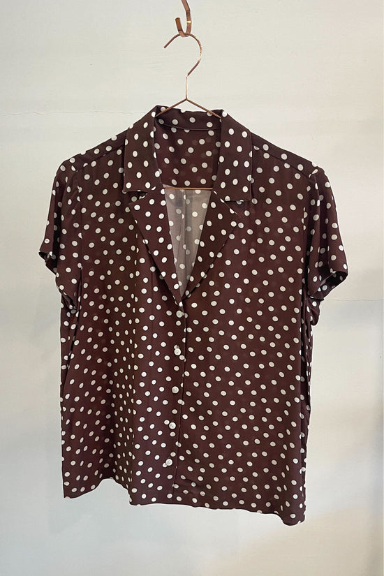 Sample Sale Lena Top in Brown Polka Dots - Whimsy & Row