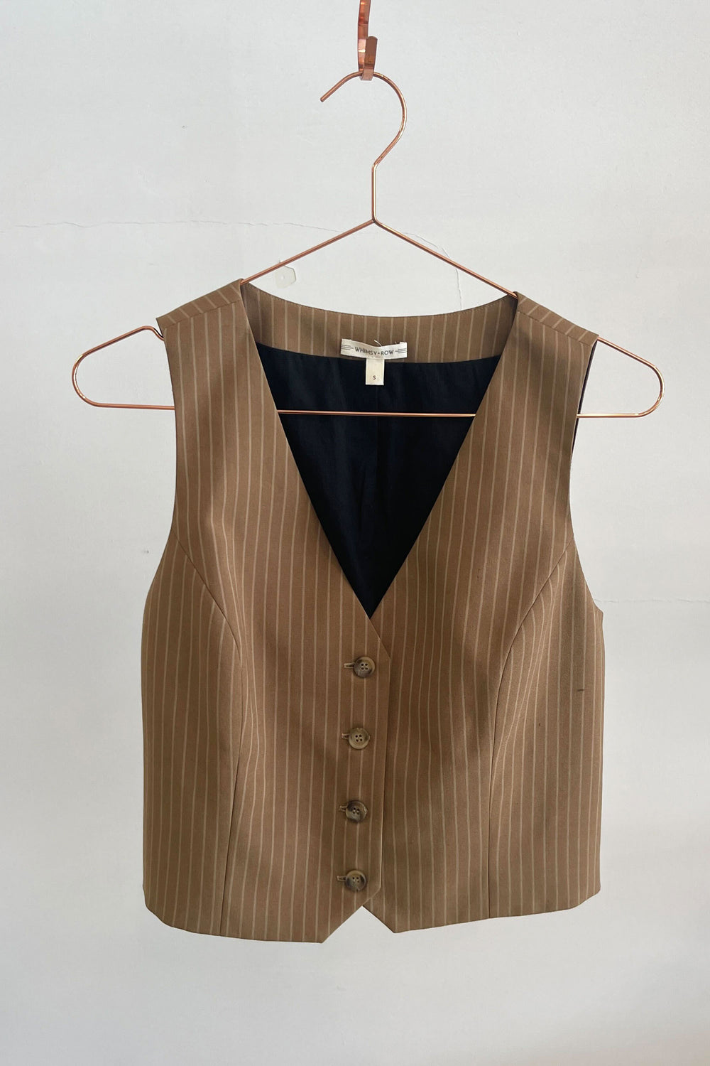 Sample Sale Bowie Vest in Tan Stripe - Whimsy & Row