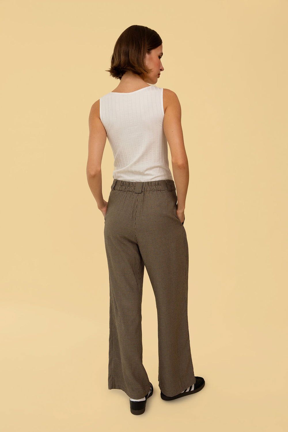 Leanna Pant in Tan Gingham - Whimsy & Row