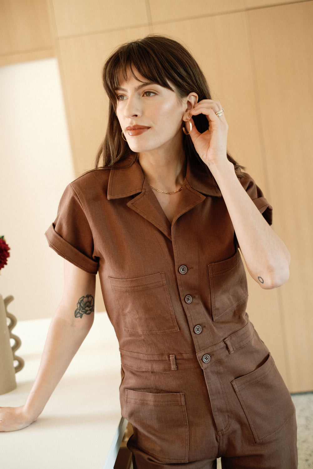 Logan Jumpsuit in Chocolate - Whimsy & Row