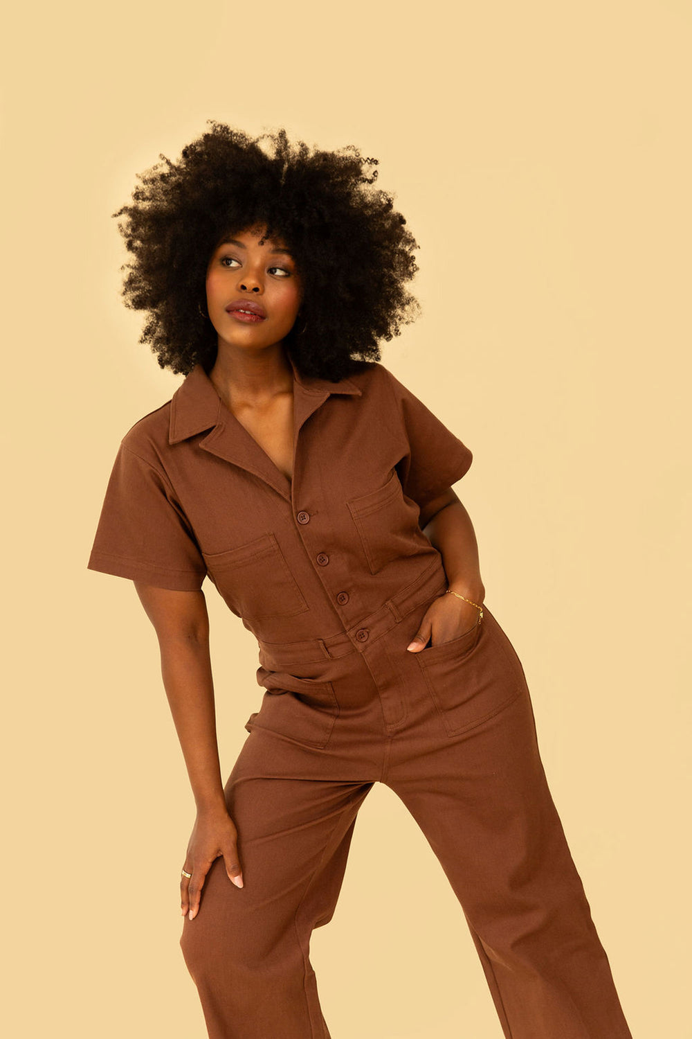 Logan Jumpsuit in Chocolate - Whimsy & Row