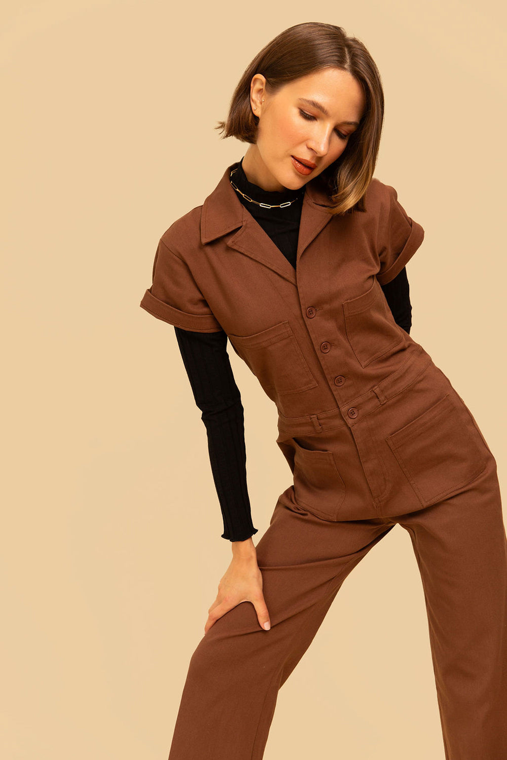 Logan Jumpsuit in Chocolate - Whimsy & Row