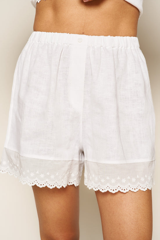 Marissa Boxer Short in White Embroidery - Whimsy & Row