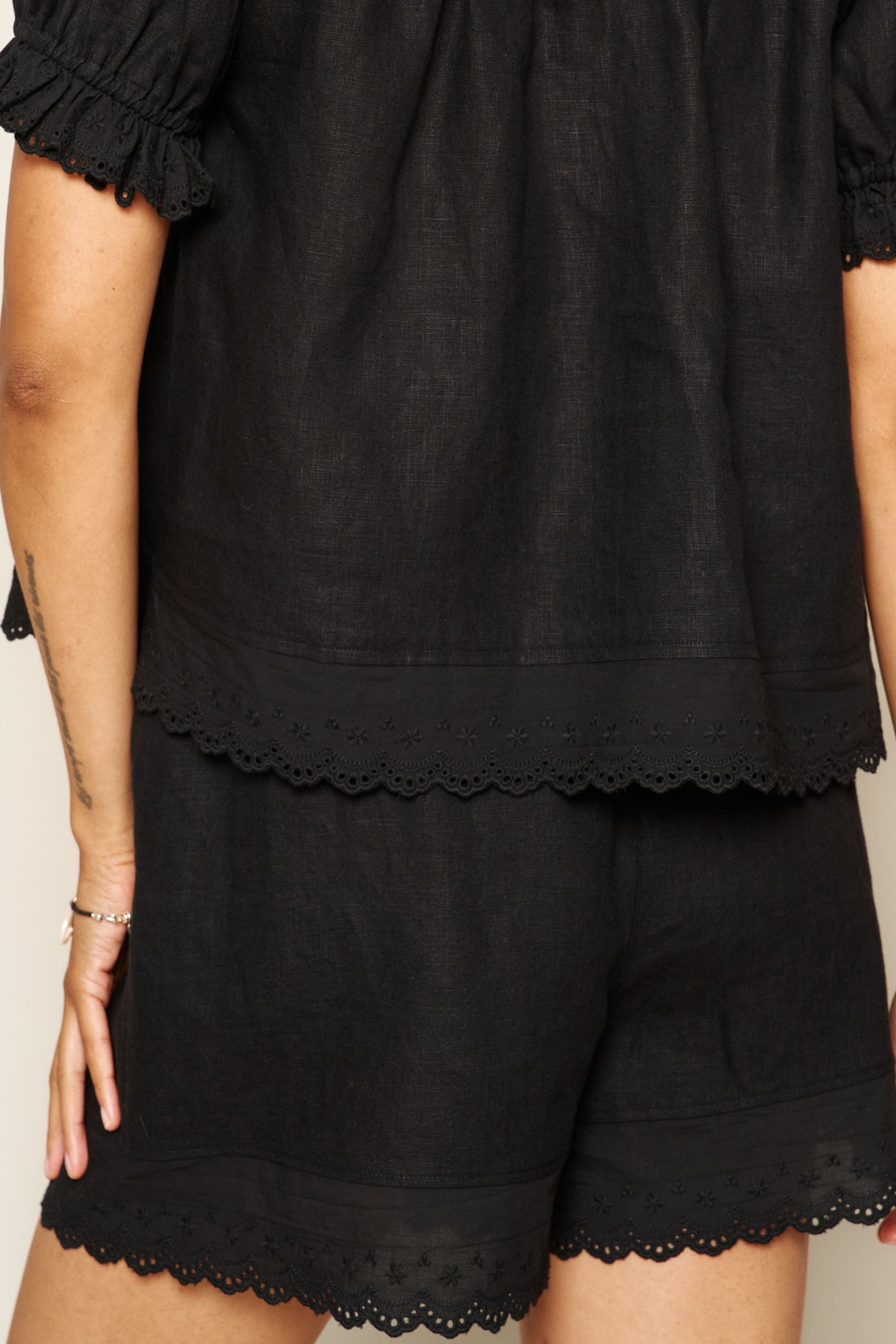 Marissa Boxer Short in Black Embroidery - Whimsy & Row