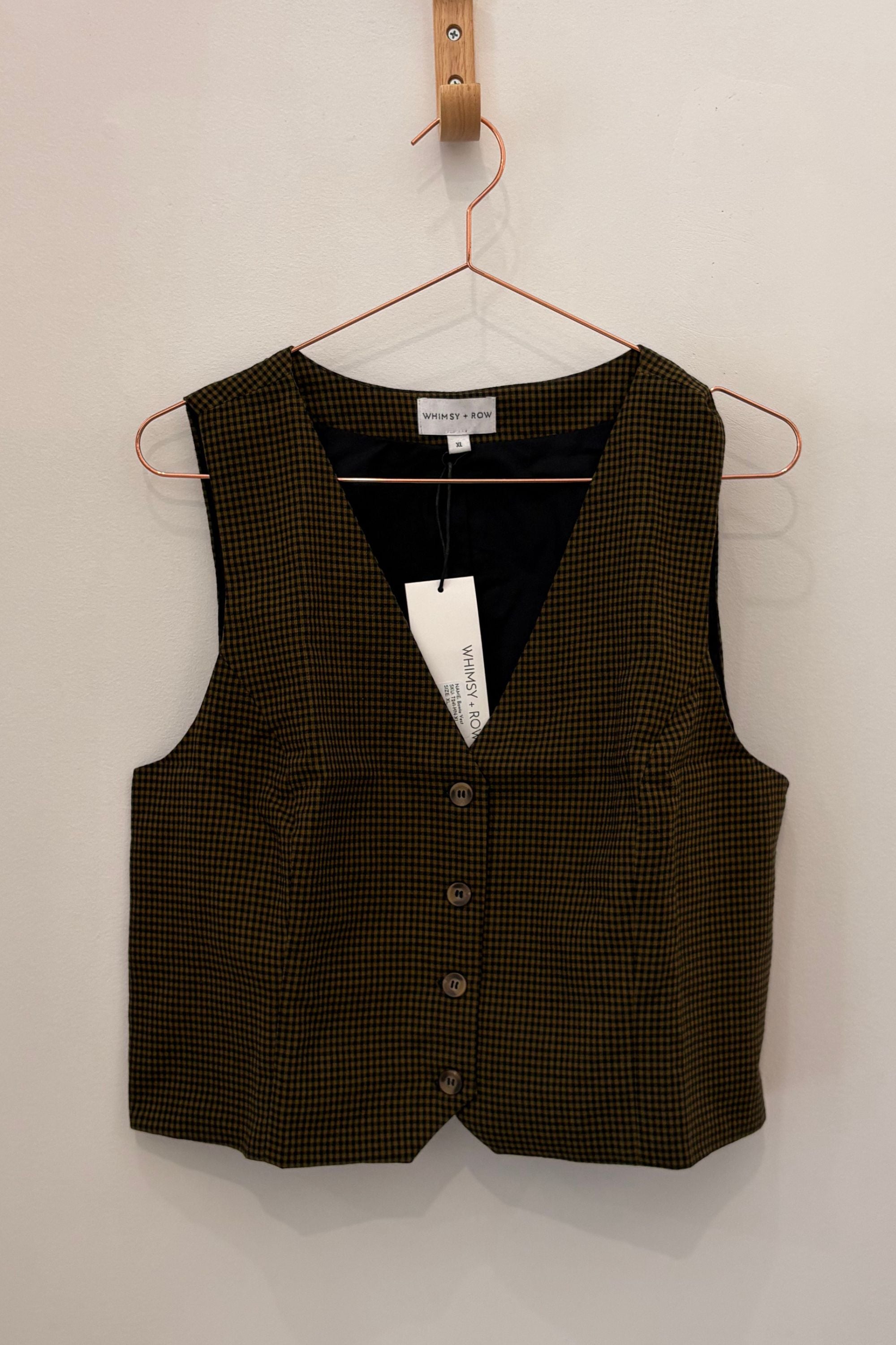 Sample Sale Bowie Vest in Hunter Gingham - Whimsy & Row