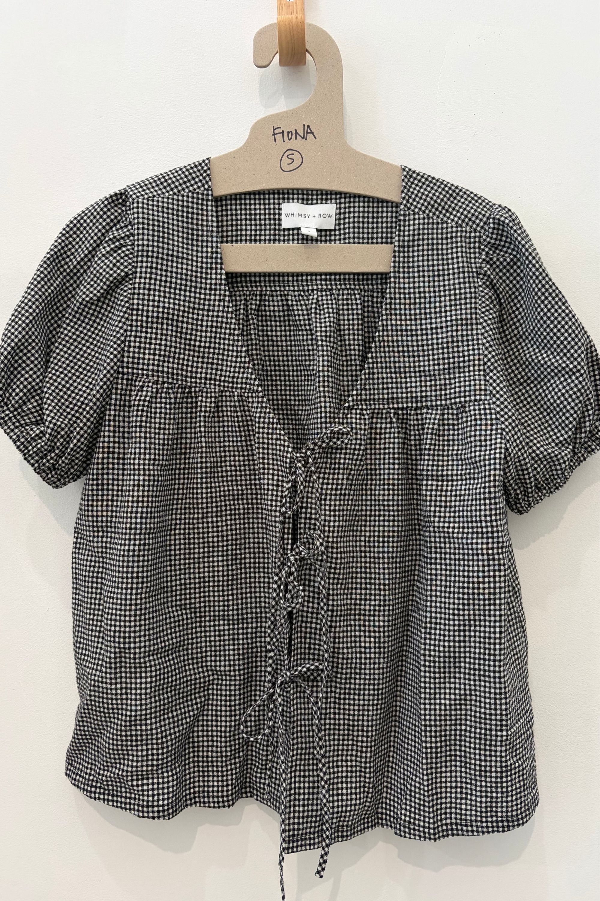 Sample Sale Birdie Top in Black Gingham - Whimsy & Row