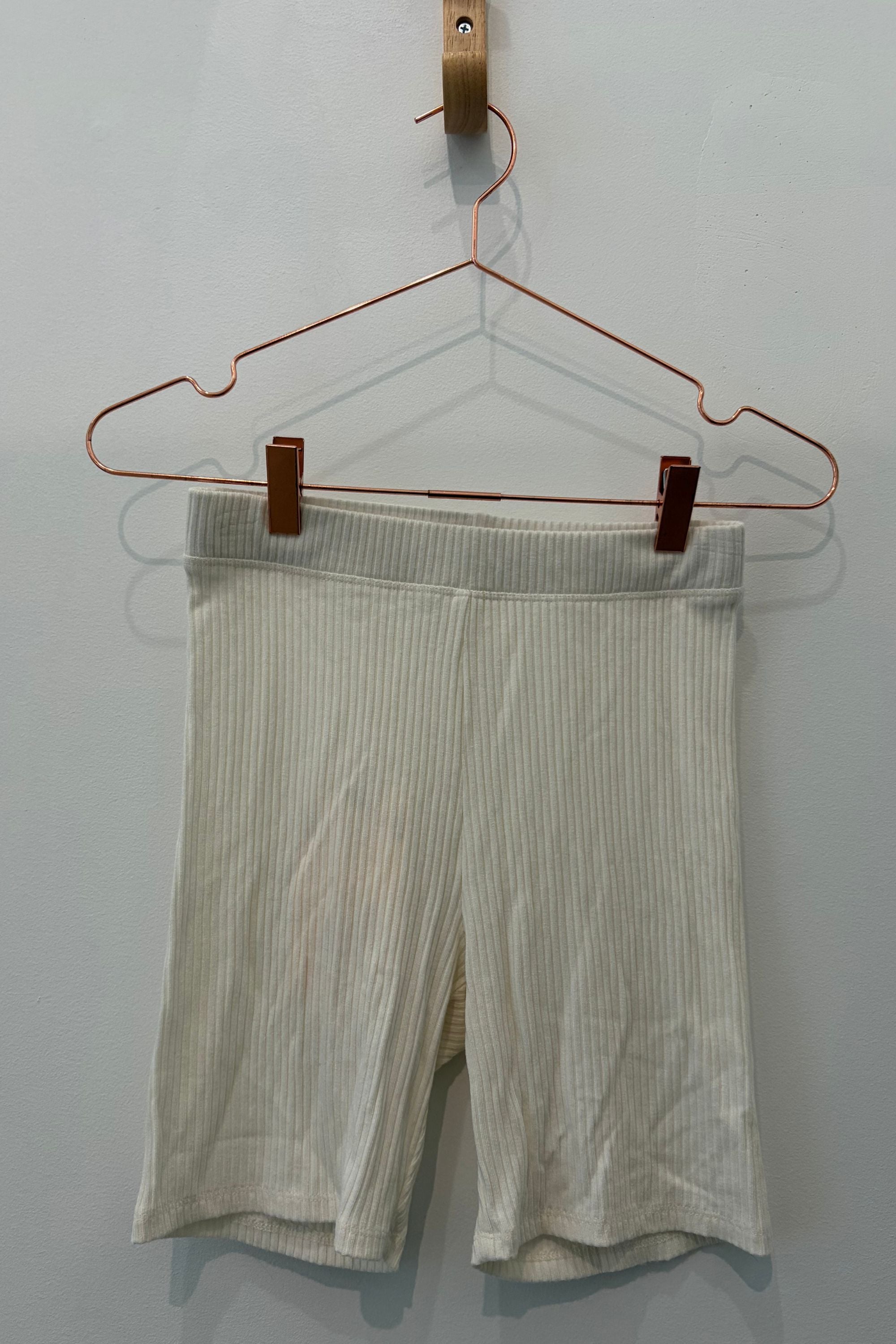 Sample Sale Ribbed Biker Shorts in Cream - Whimsy & Row