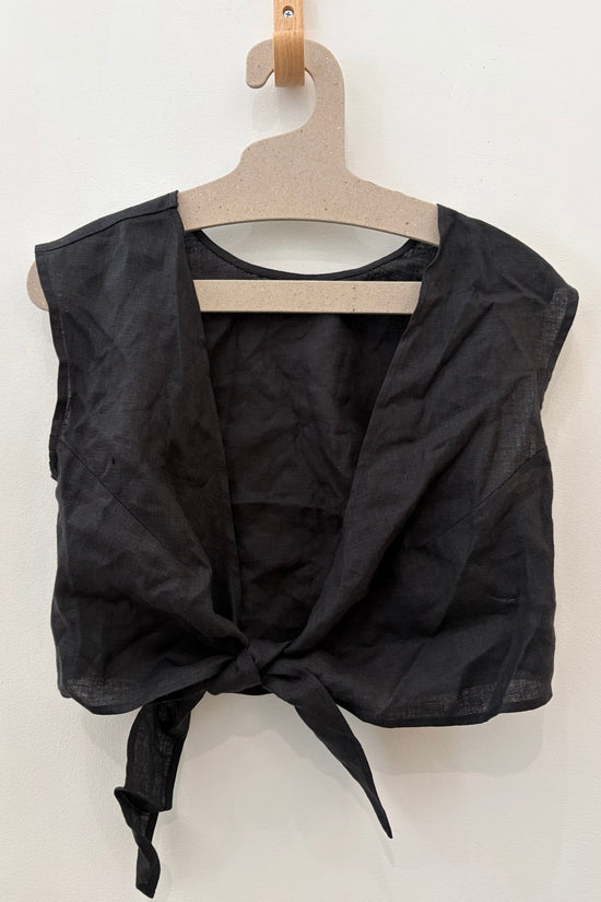 Sample Sale Valentina Top in Black Linen - Whimsy & Row