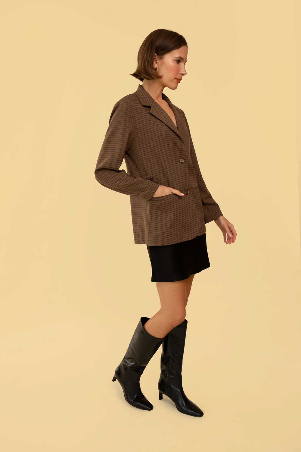 Parker Blazer in Brown Plaid - Whimsy & Row