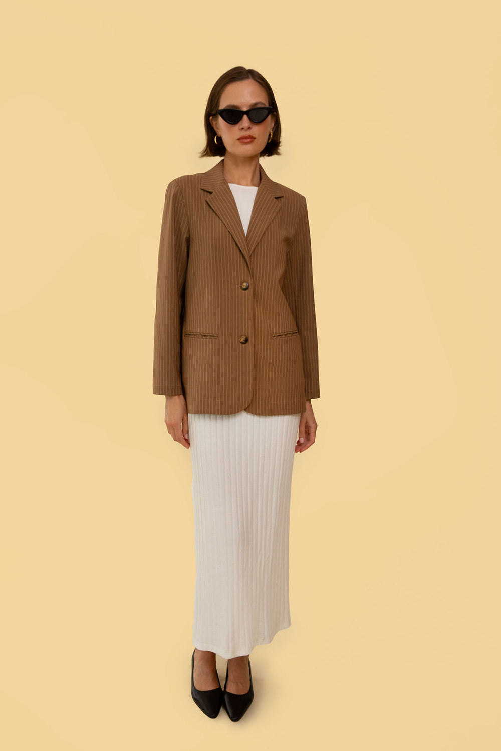 Parker Blazer in Tan Stripe - Whimsy & Row