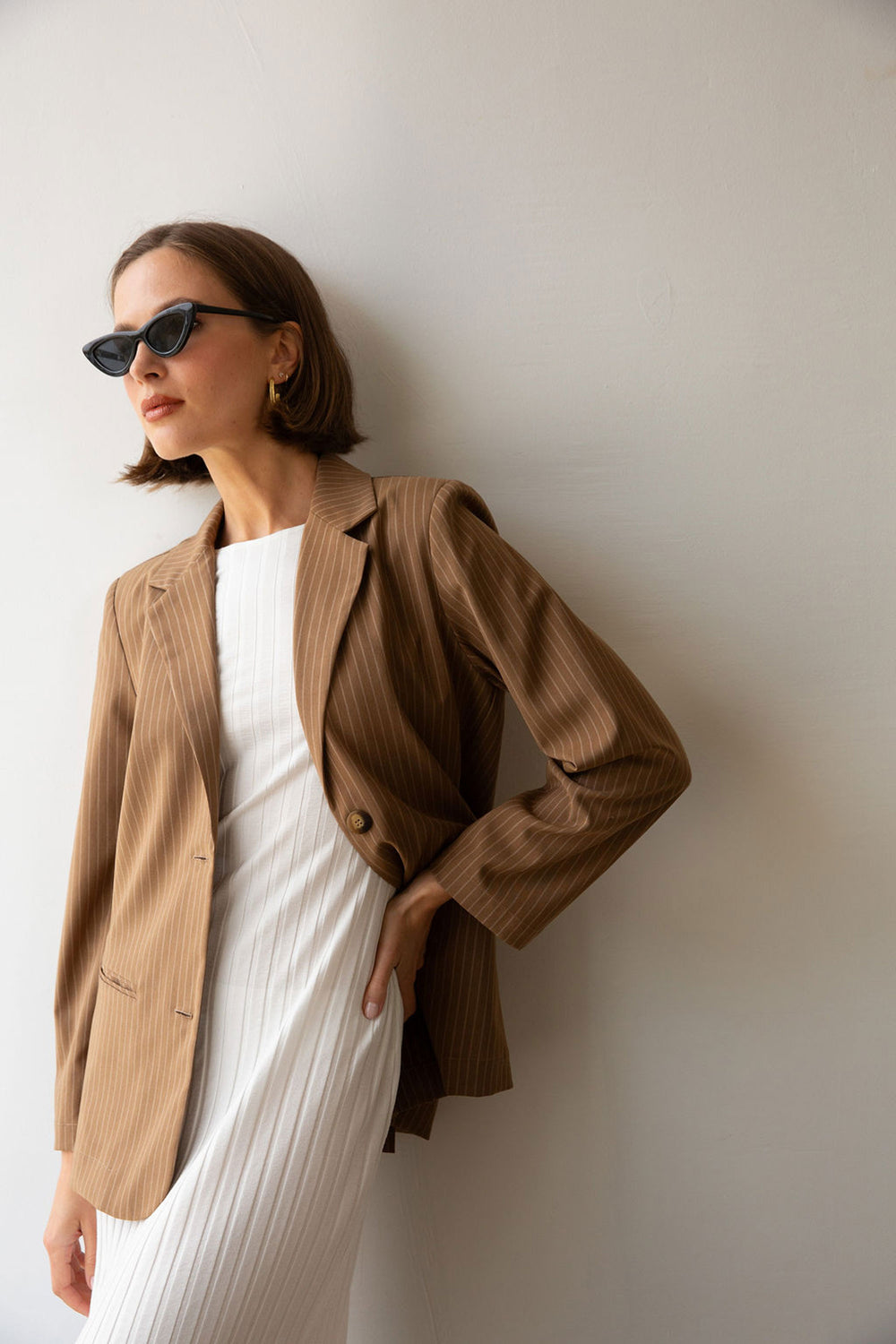 Parker Blazer in Tan Stripe - Whimsy & Row