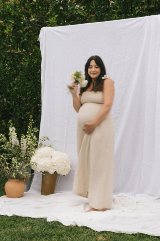 Sophie Dress in Oatmeal Linen - Whimsy & Row