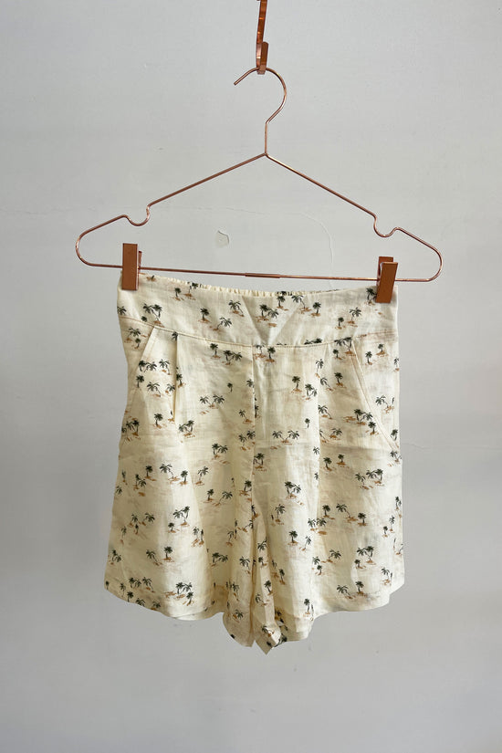 Sample Sale Valentina Shorts in Palm Print Linen - Whimsy & Row