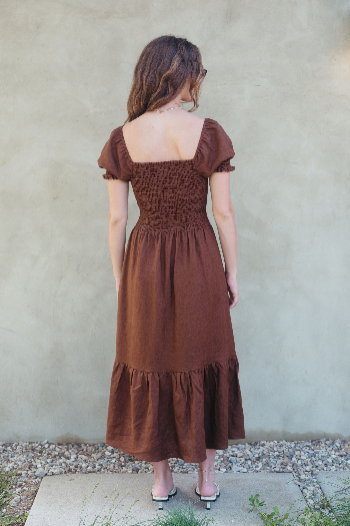 Sample Sale Harper Dress in Chocolate Linen - Whimsy & Row