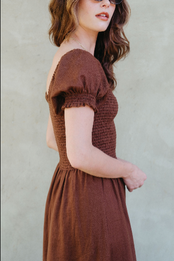 Sample Sale Harper Dress in Chocolate Linen - Whimsy & Row