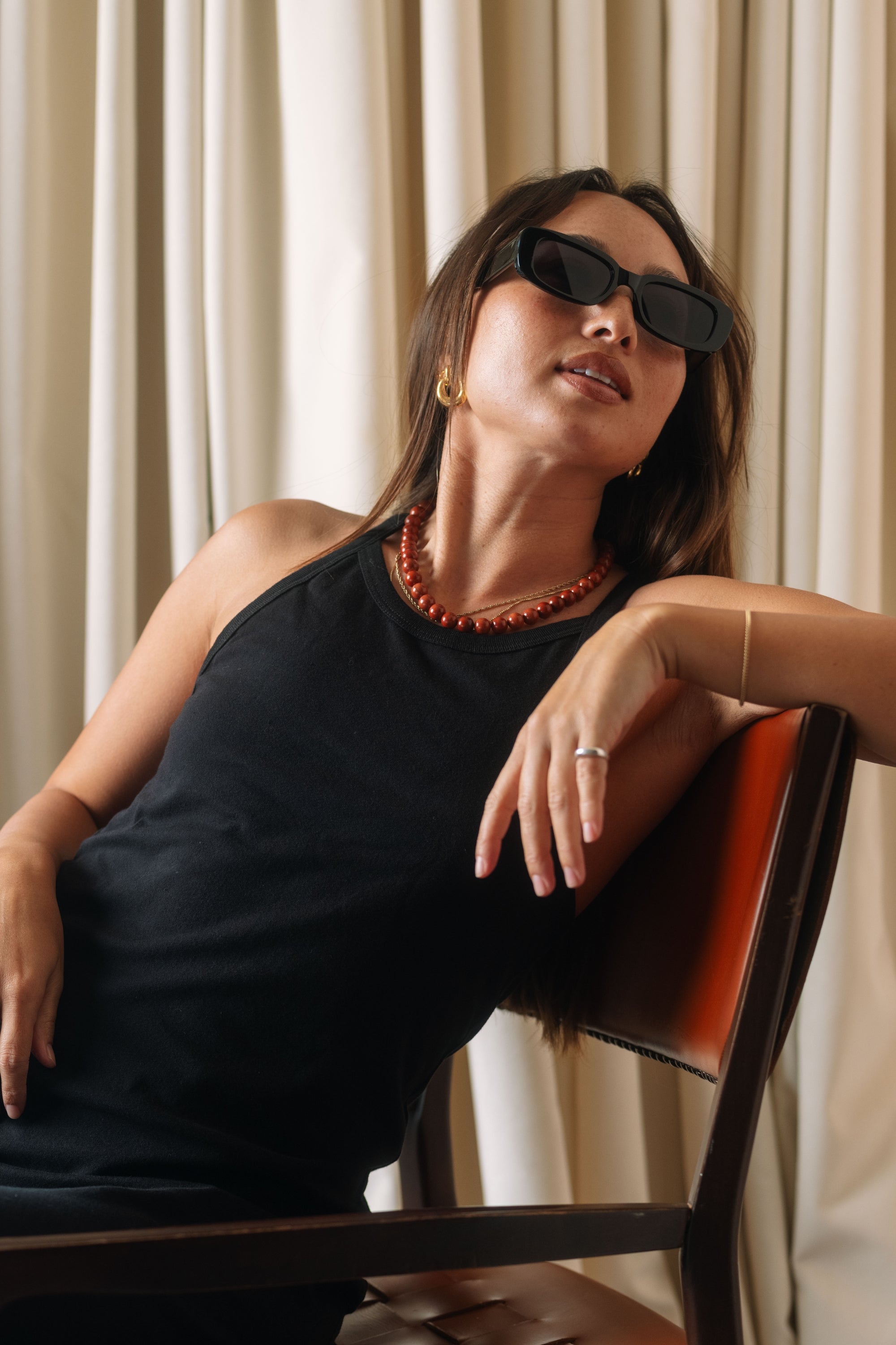 Sea + Pattern Red Jasper Necklace 18