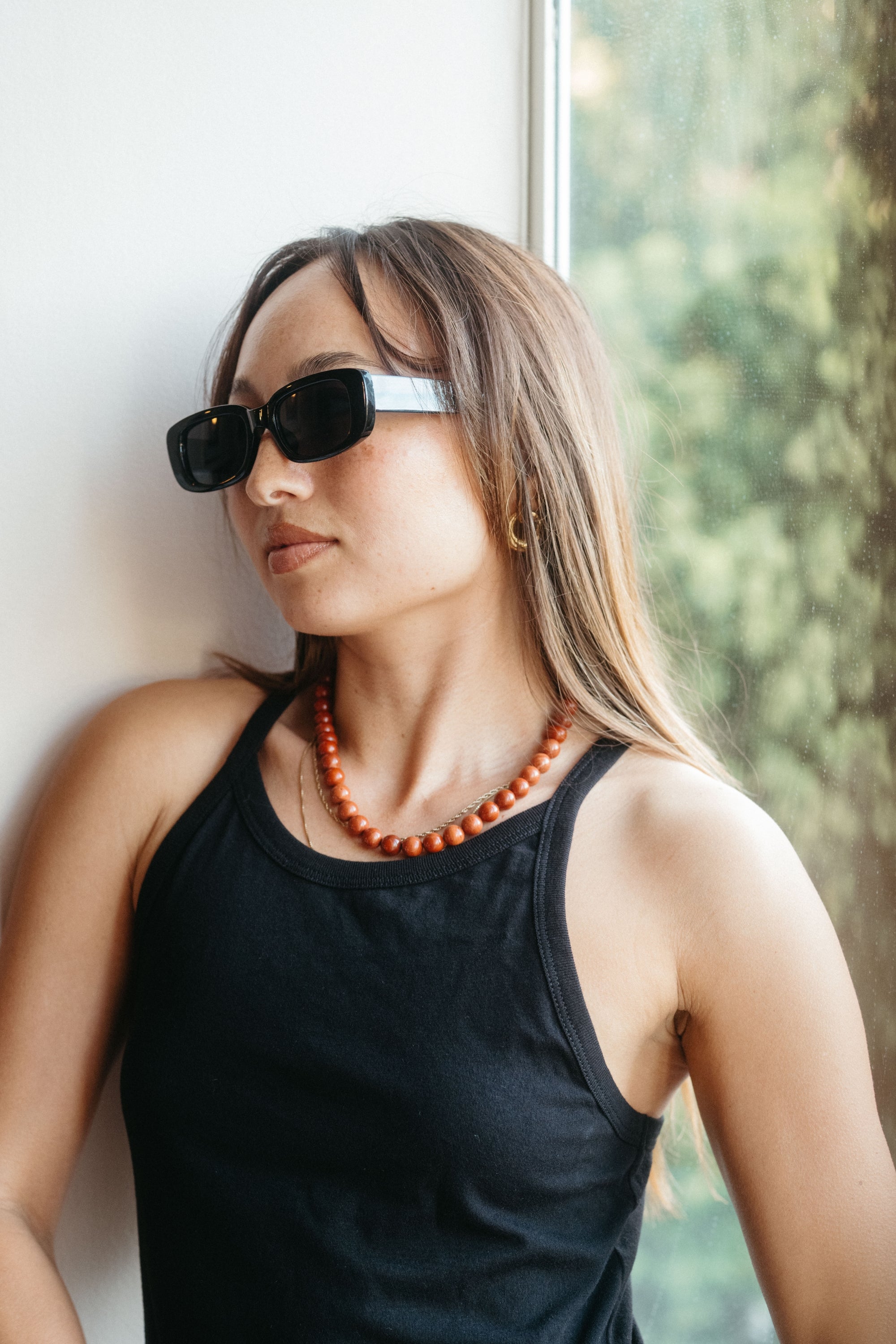 Sea + Pattern Red Jasper Necklace 18