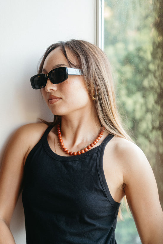 Sea + Pattern Red Jasper Necklace 18