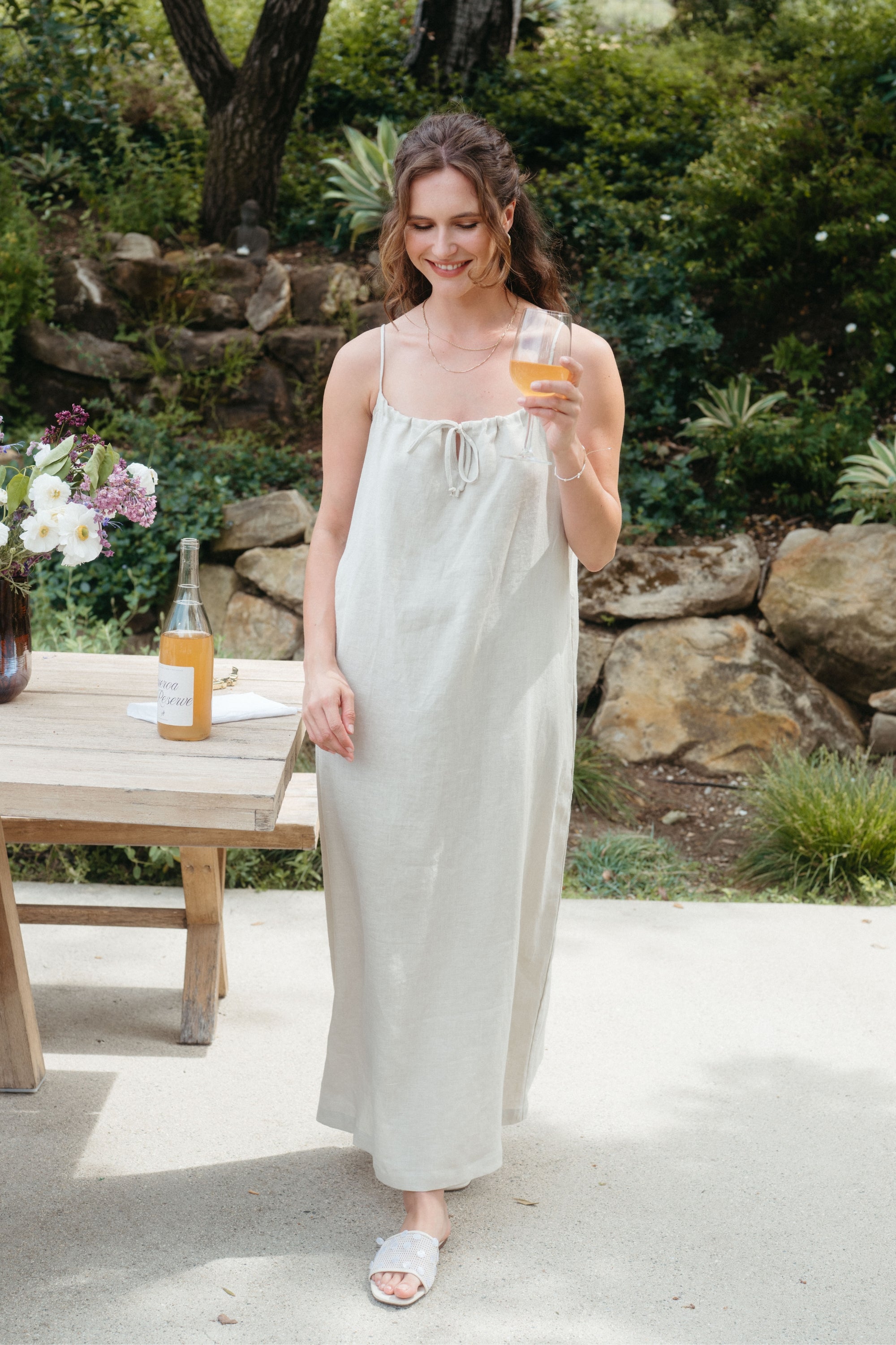 Soliel Dress in Oatmeal Linen - Whimsy & Row