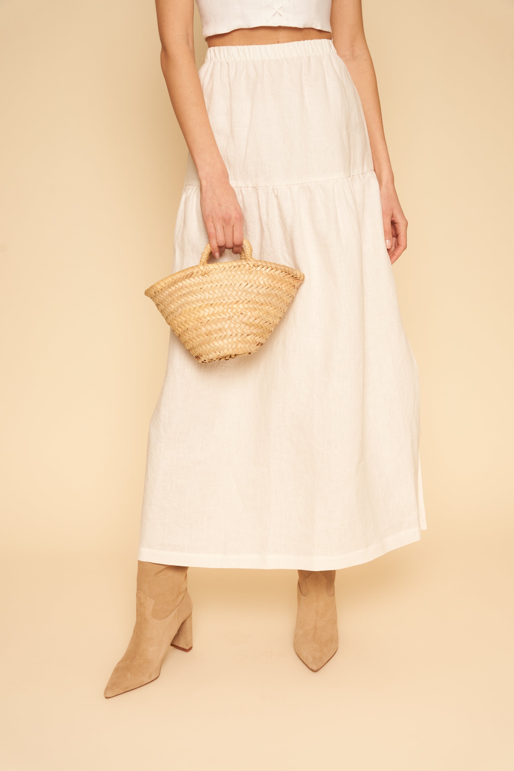 Sample Sale Millie Skirt/Dress in White Linen - Whimsy & Row