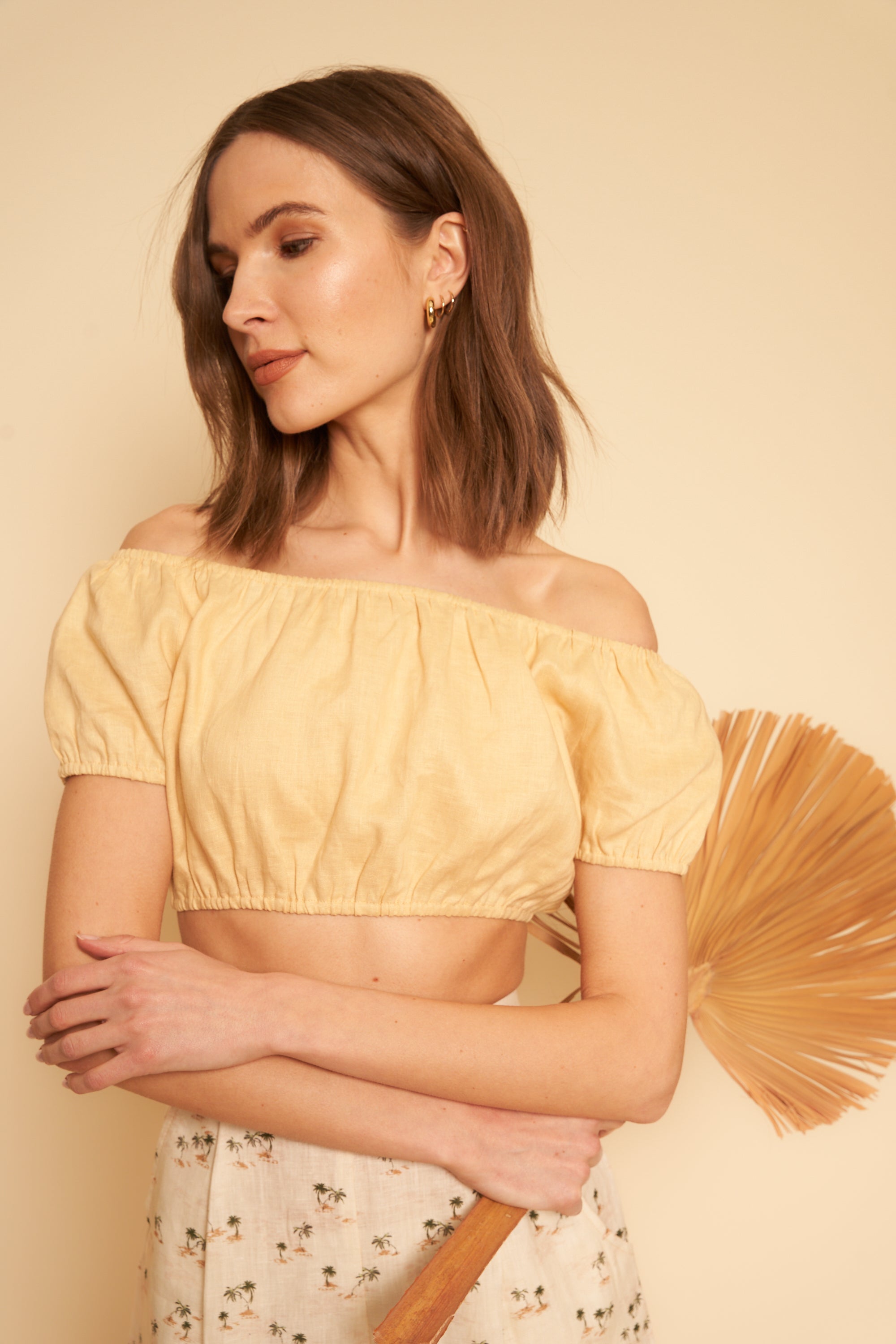 Sample Sale Stella Top in Cream Linen - Whimsy & Row