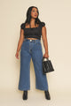 Flora Pant in Dark Denim Wide Leg