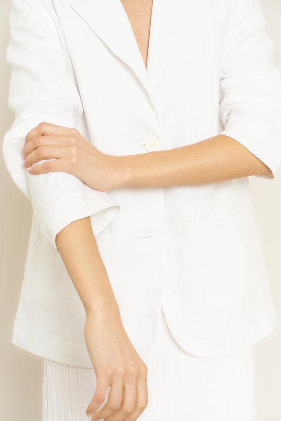 Parker Blazer in White Linen - Whimsy & Row