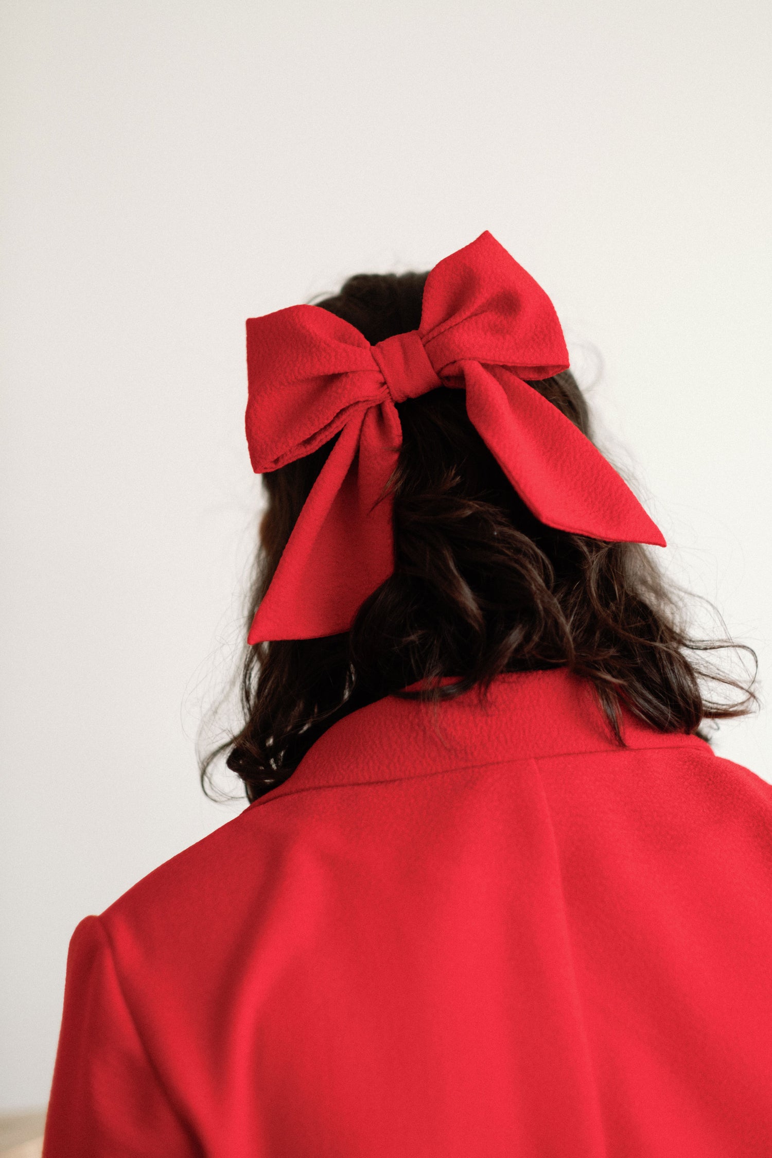 Hair Bow in Red Crepe