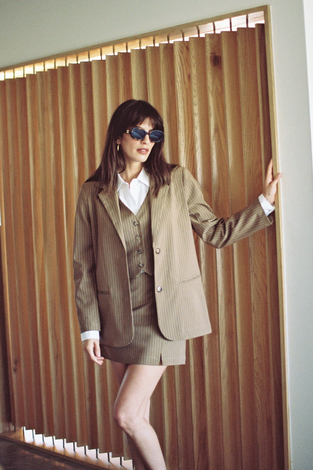 Parker Blazer in Tan Stripe - Whimsy & Row