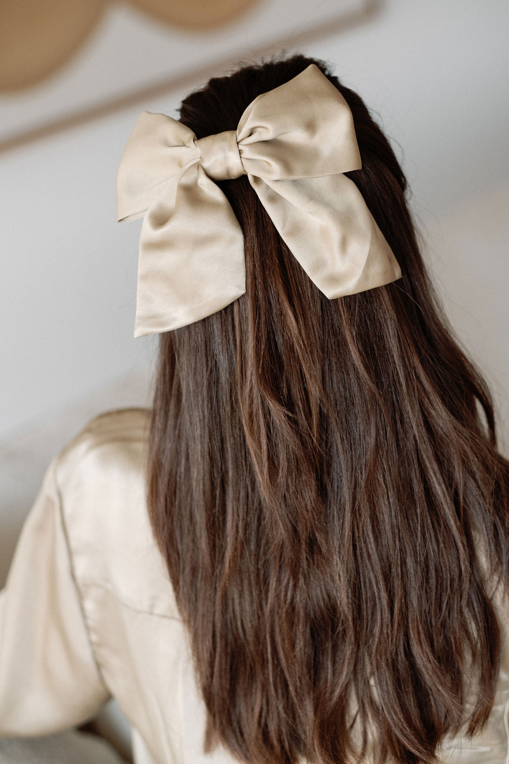 Hair Bow in Gold Silky - Whimsy & Row