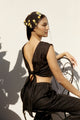 Valentina Top in Black Linen