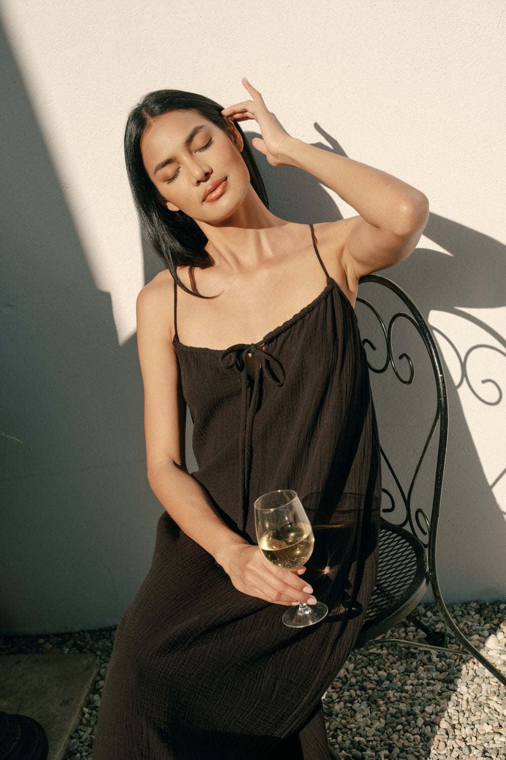 Soliel Dress in Black Gauze - Whimsy & Row