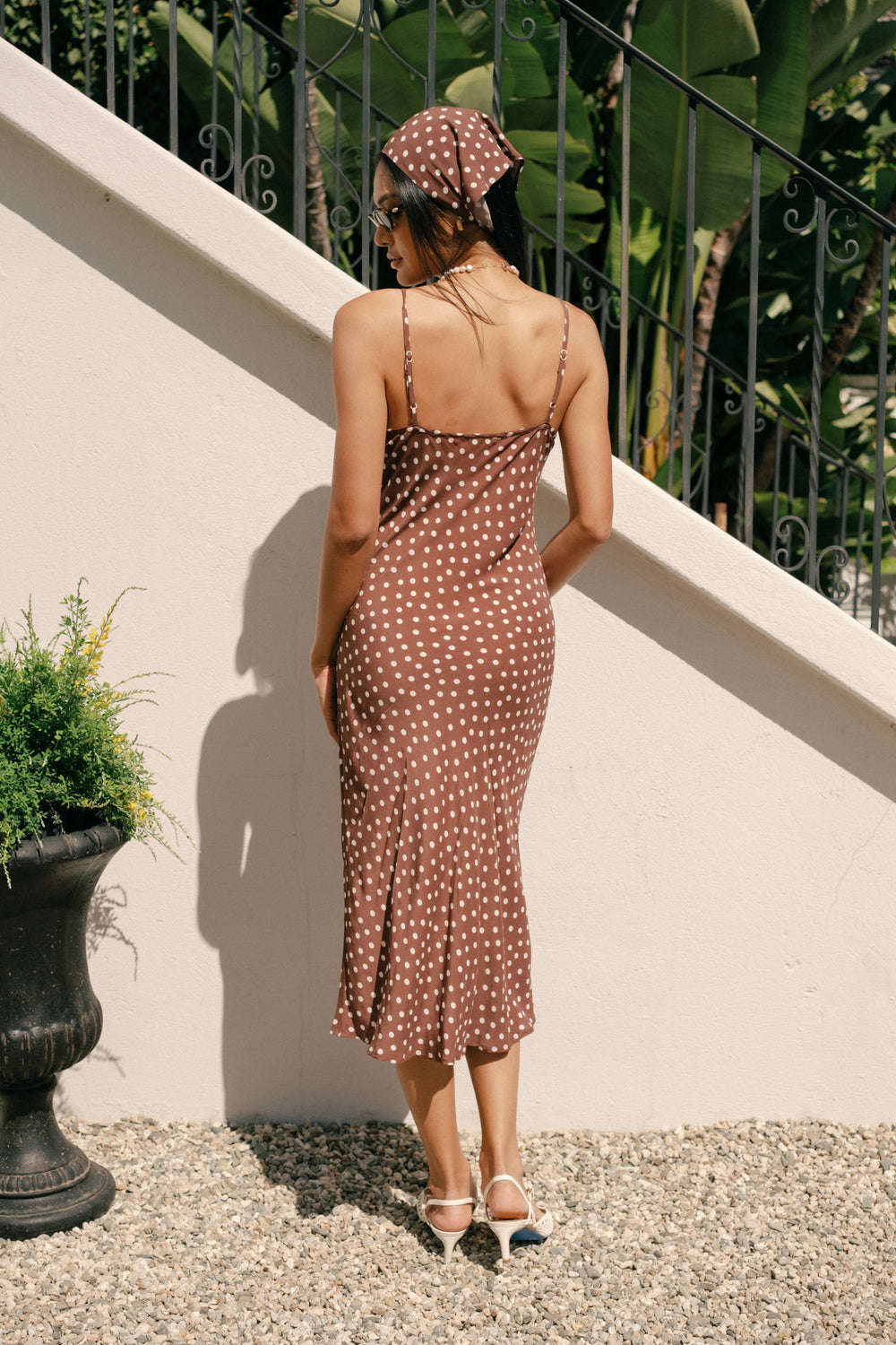 Freya Slip Dress in Brown Polka Dots - Whimsy & Row