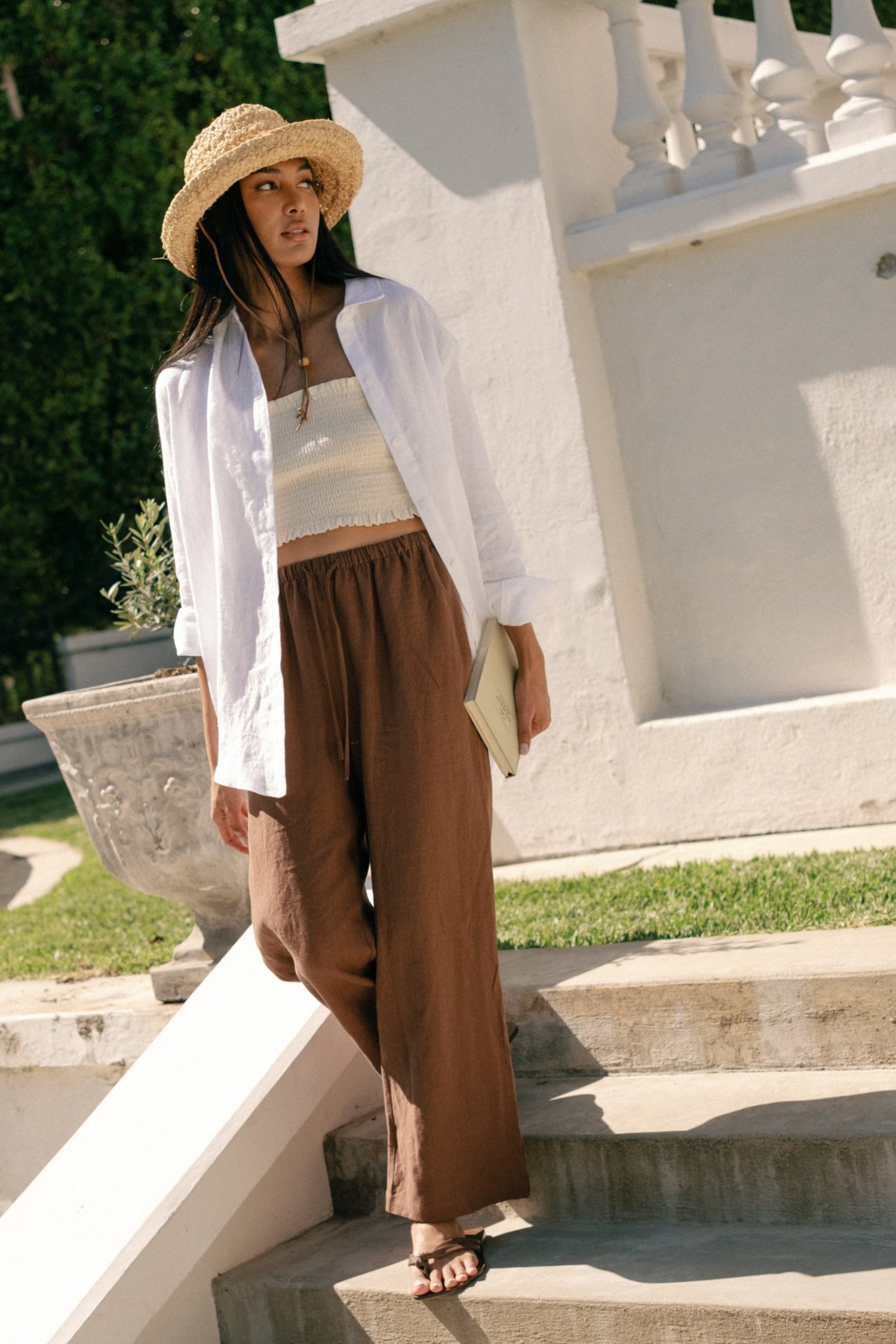Kira Pant in Chocolate Linen