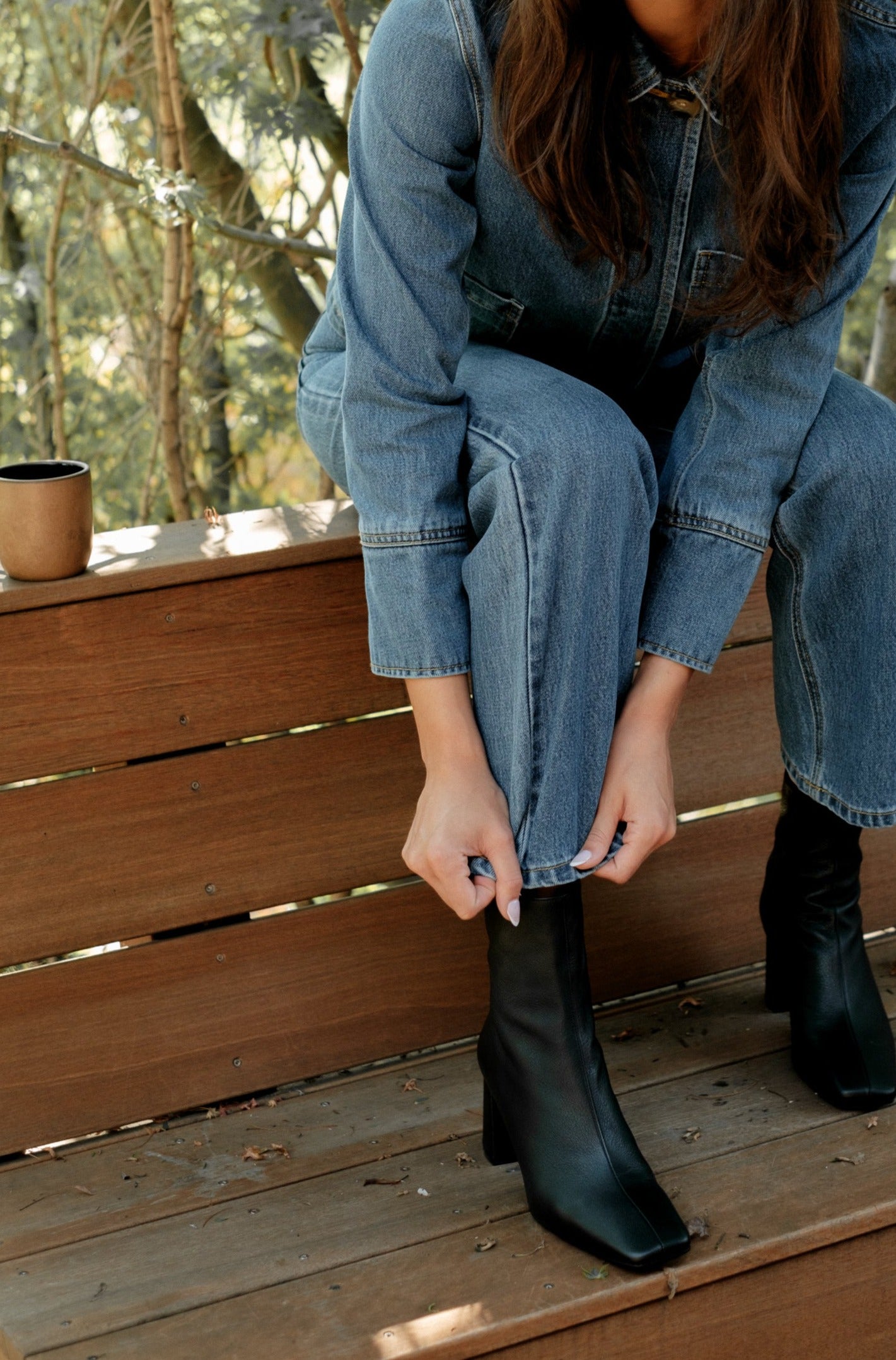 Tabatha Leather Heeled Boot in Black