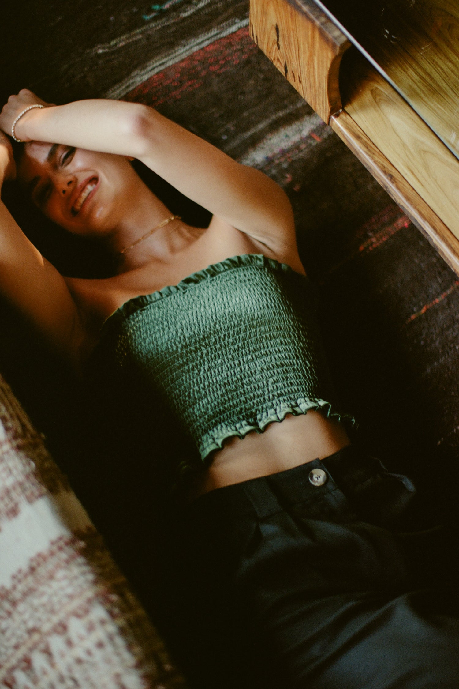 Matilda Top in Green Velvet