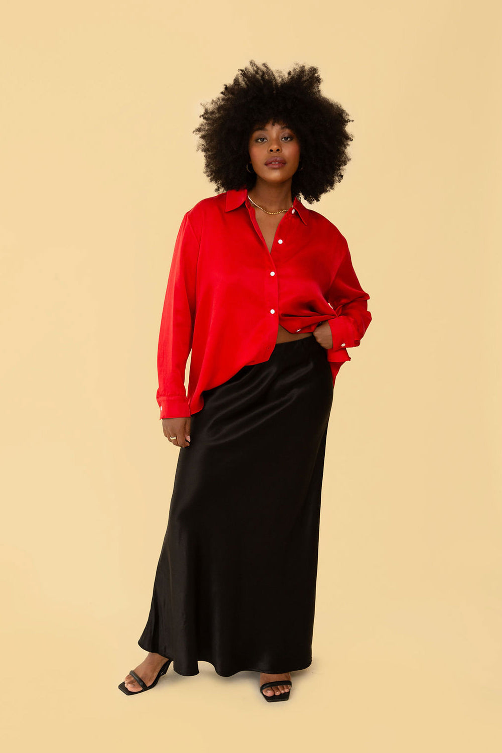 Denise Top in Red Silky - Whimsy & Row