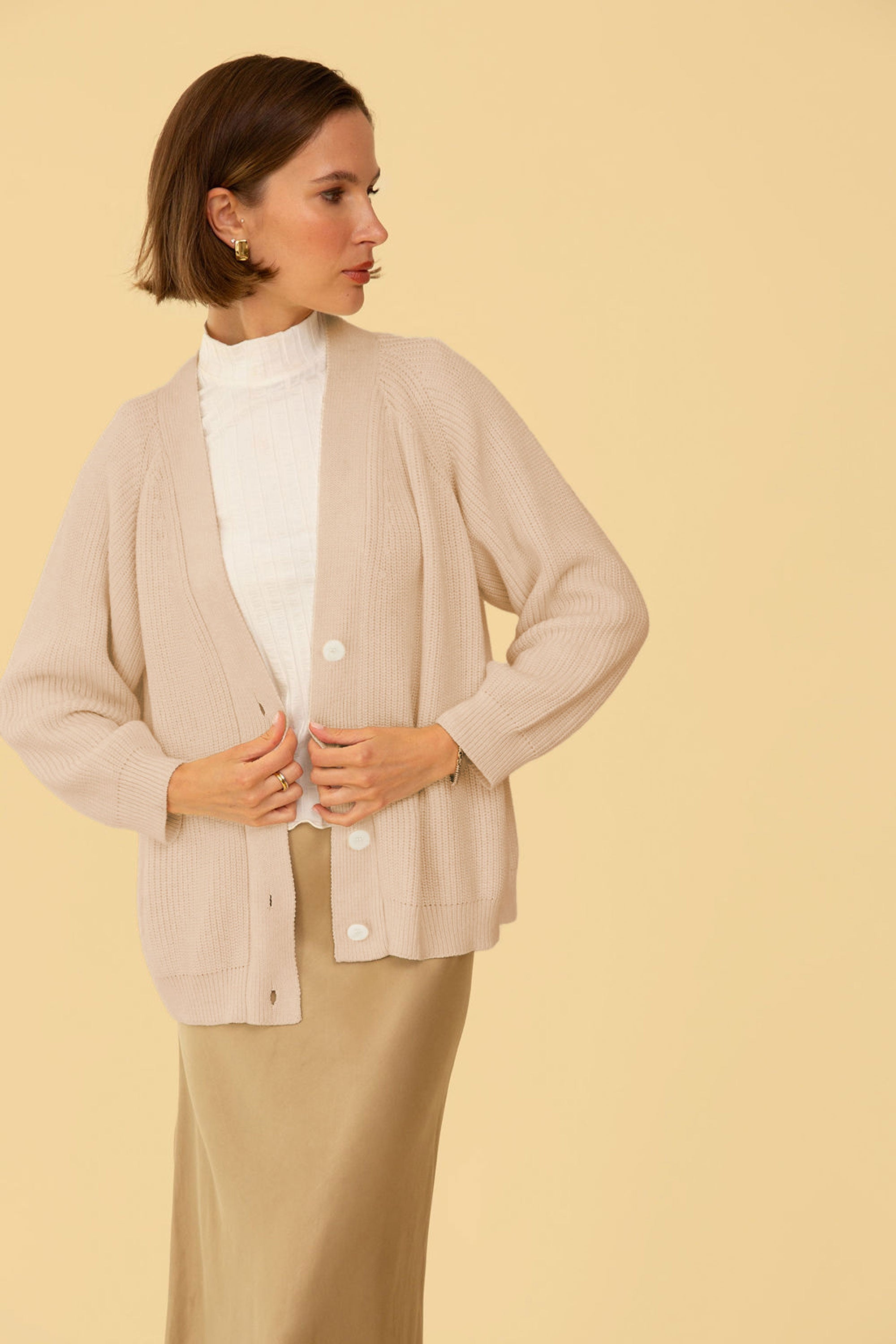 Whimsy Row Chloe Cardigan in Oatmeal XXS XS